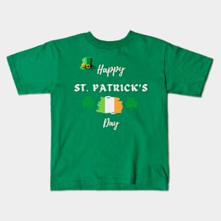 Happy St Patricks Day Ireland flag shamrock Kids T-Shirt